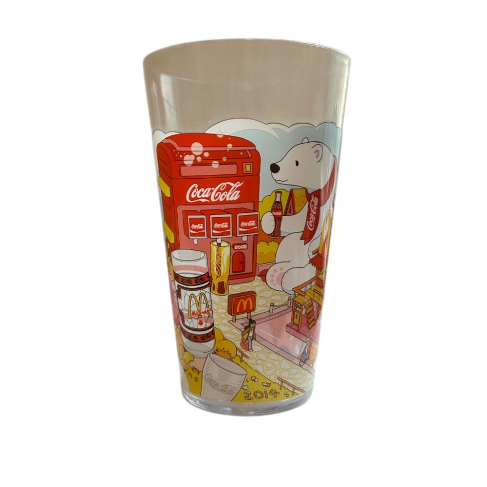 Coca Cola Themed Glass with Red and White Design